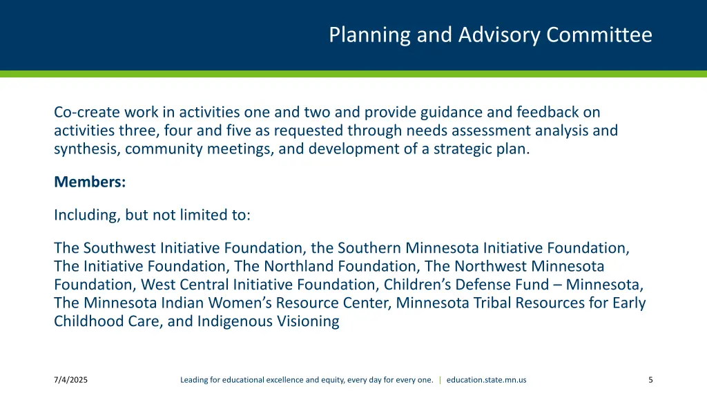 planning and advisory committee