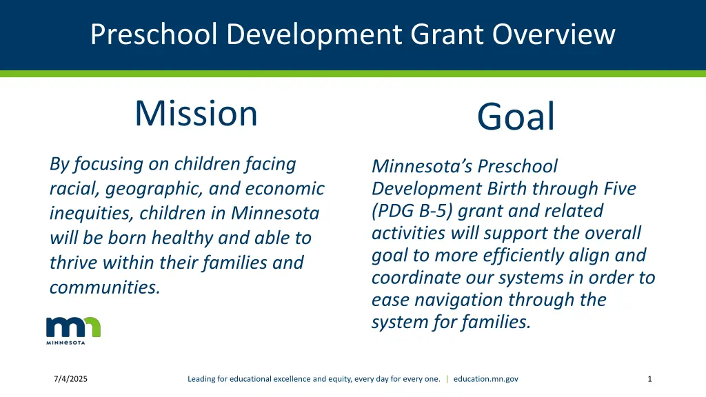 preschool development grant overview