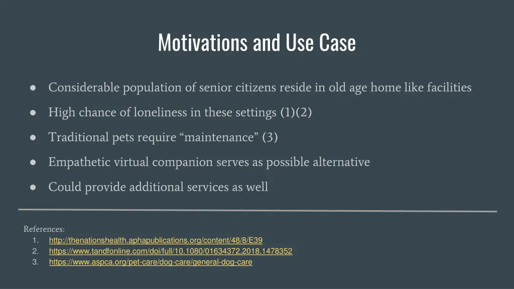 motivations and use case