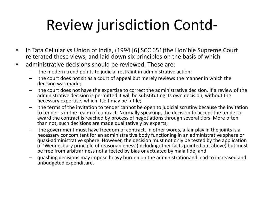 review jurisdiction contd
