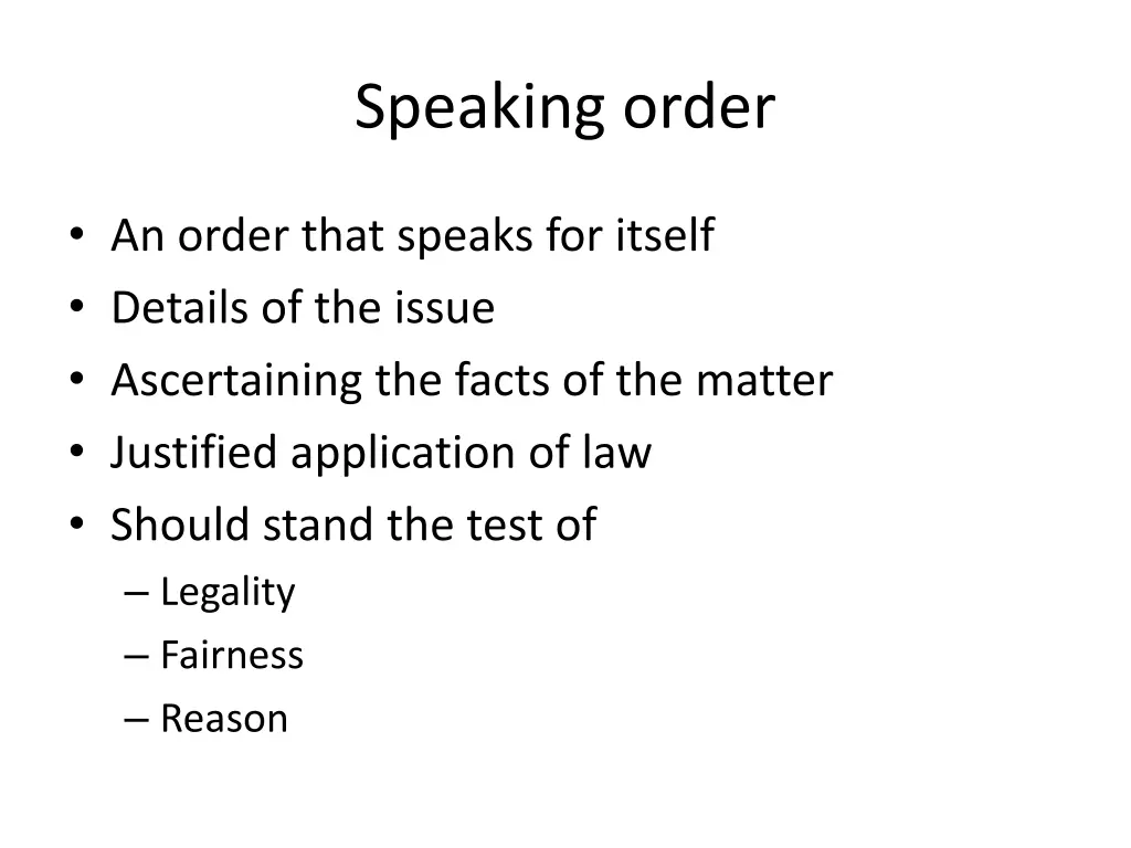 speaking order