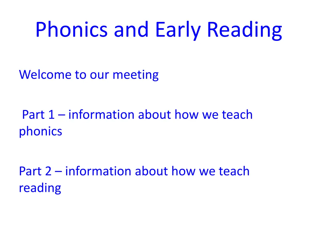 phonics and early reading