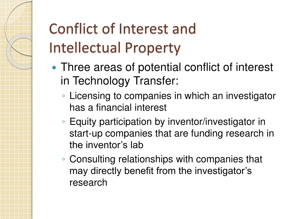 conflict of interest and intellectual property