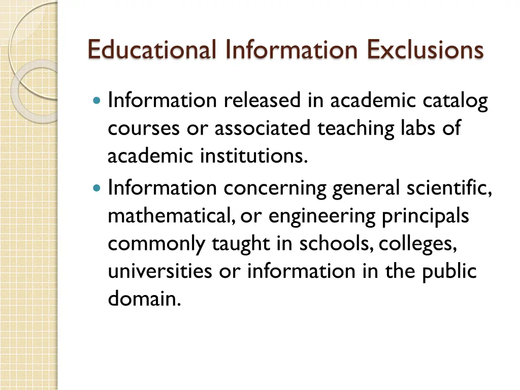 educational information exclusions