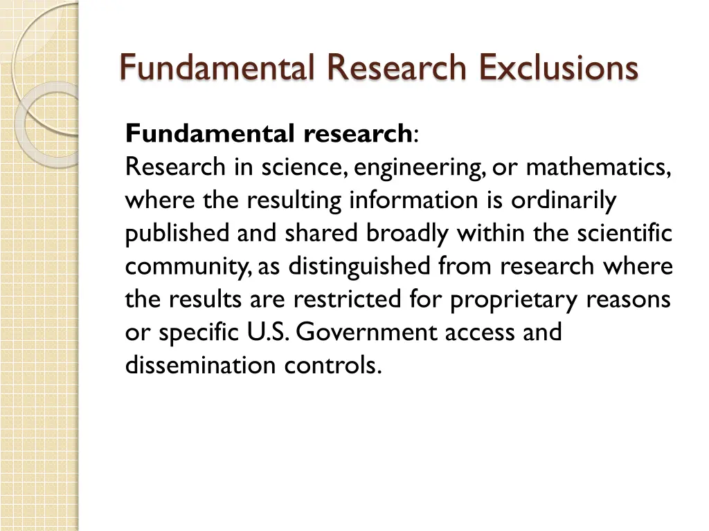 fundamental research exclusions