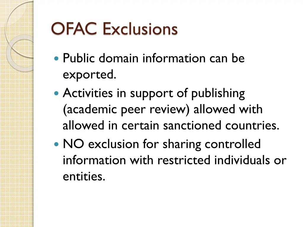 ofac exclusions