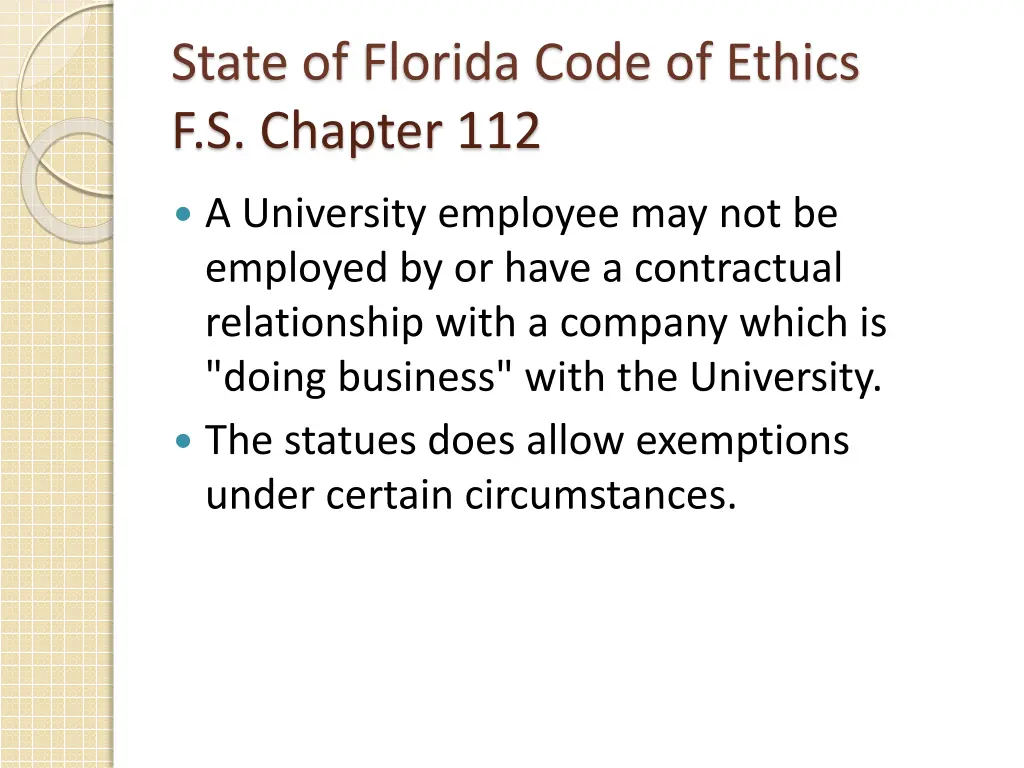 state of florida code of ethics f s chapter 112