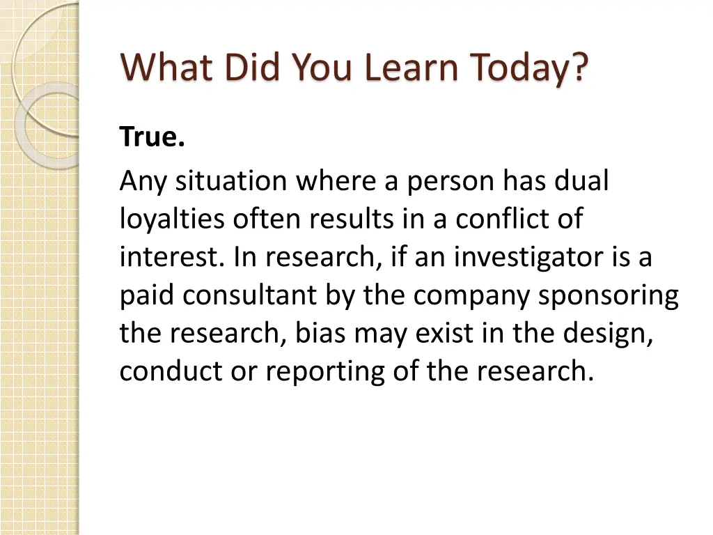 what did you learn today 1