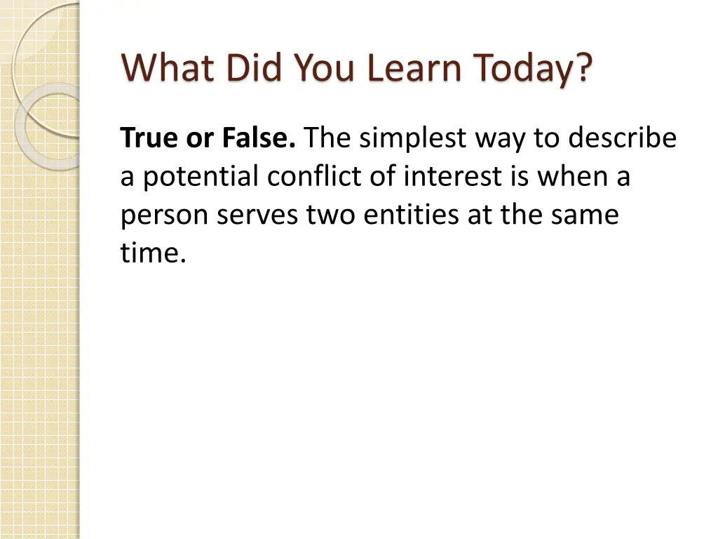what did you learn today