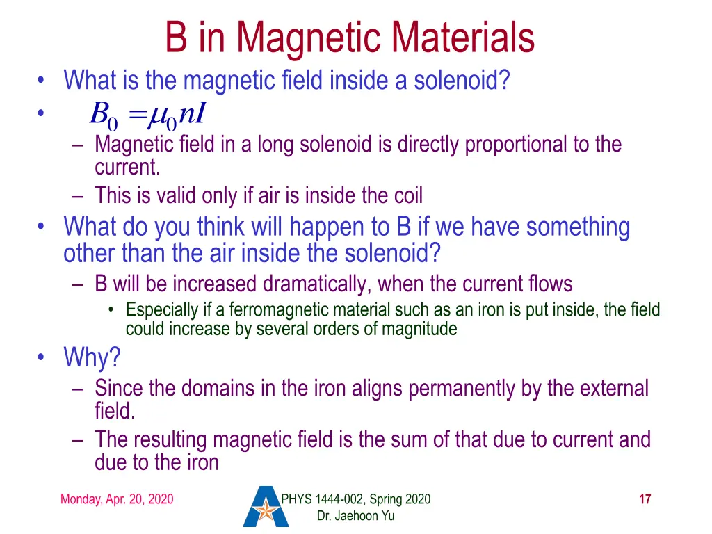 b in magnetic materials what is the magnetic