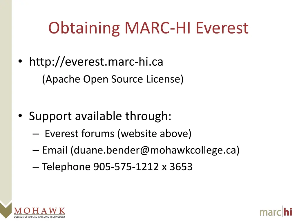 obtaining marc hi everest