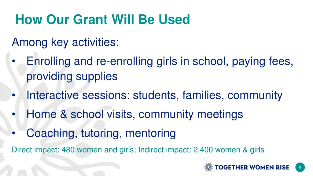 how our grant will be used 1