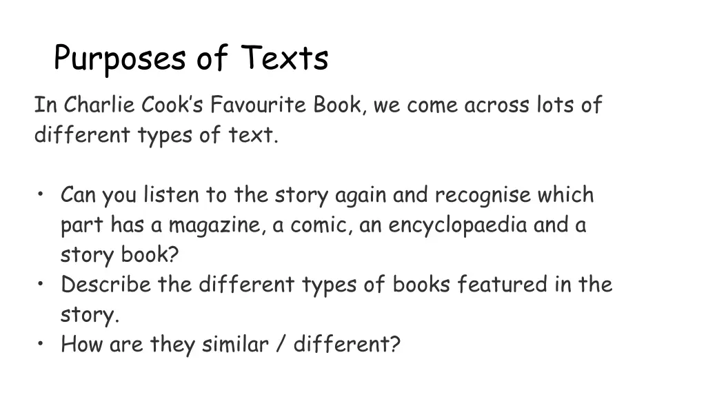 purposes of texts in charlie cook s favourite