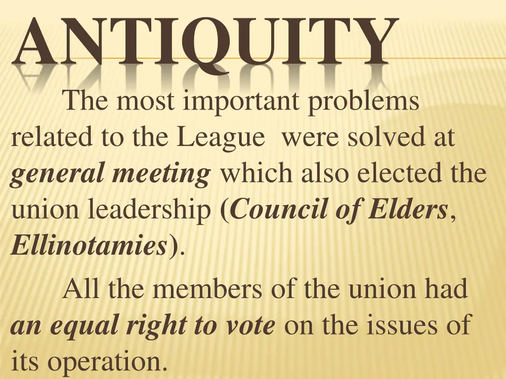 antiquity the most important problems related