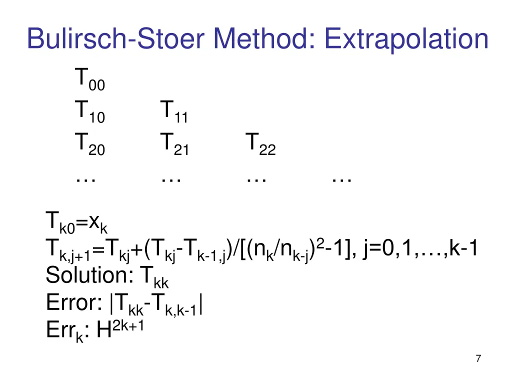 bulirsch stoer method extrapolation
