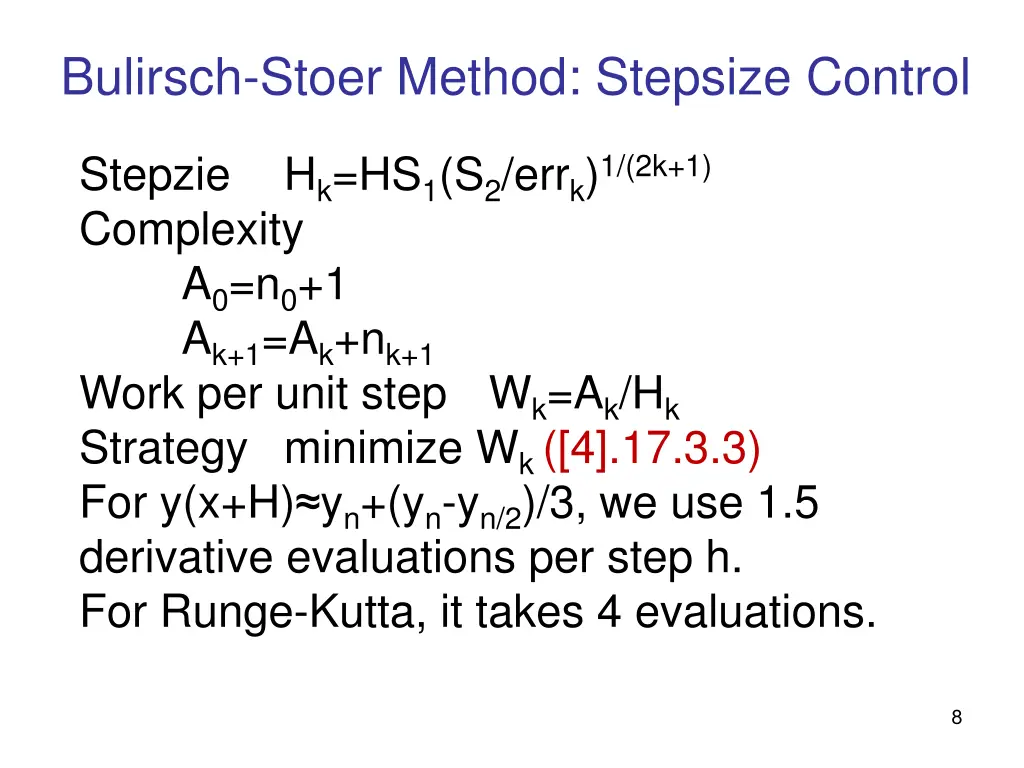 bulirsch stoer method stepsize control