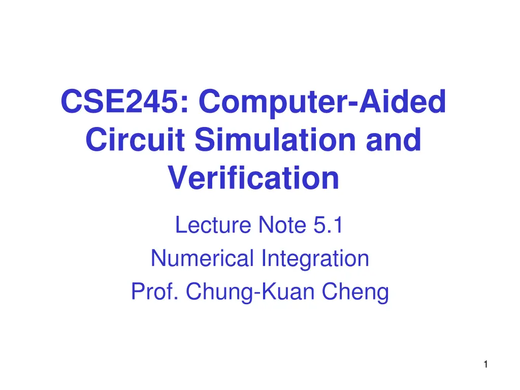 cse245 computer aided circuit simulation