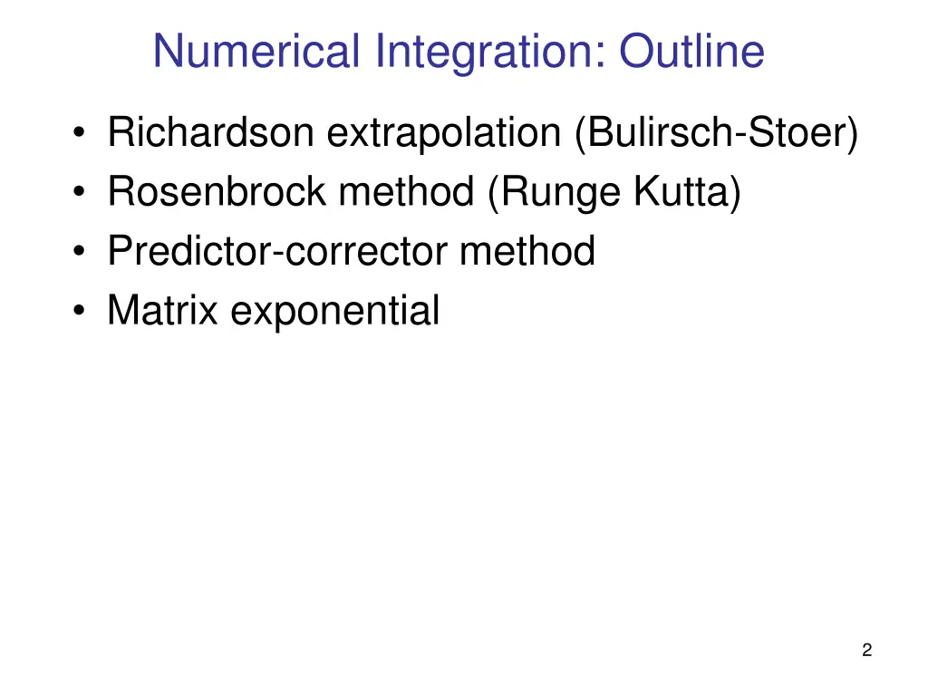 numerical integration outline