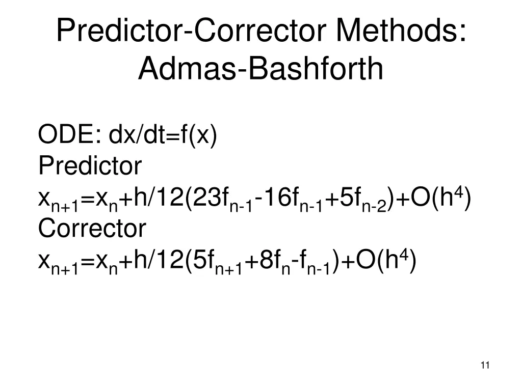 predictor corrector methods admas bashforth