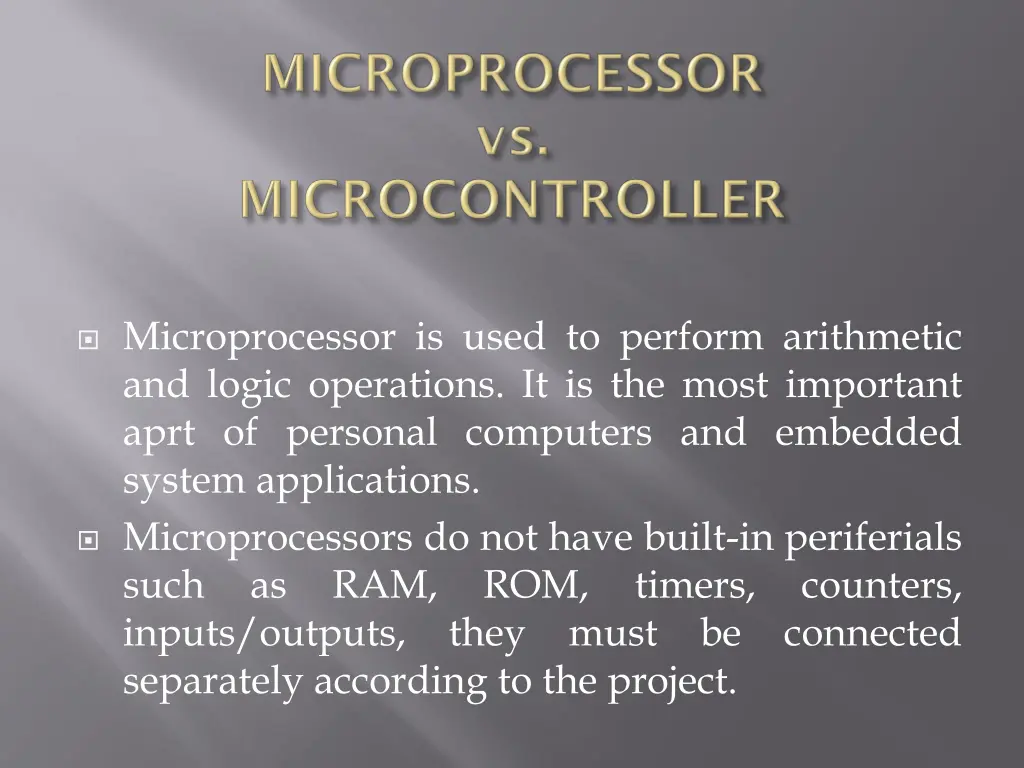 microprocessor is used to perform arithmetic