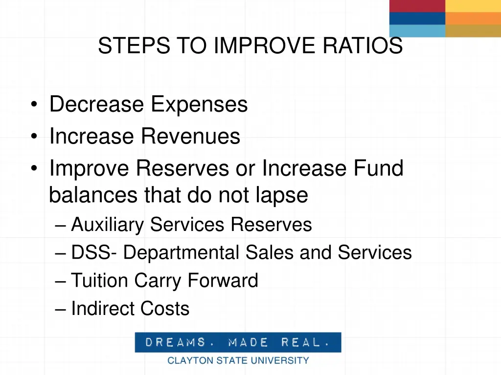 steps to improve ratios