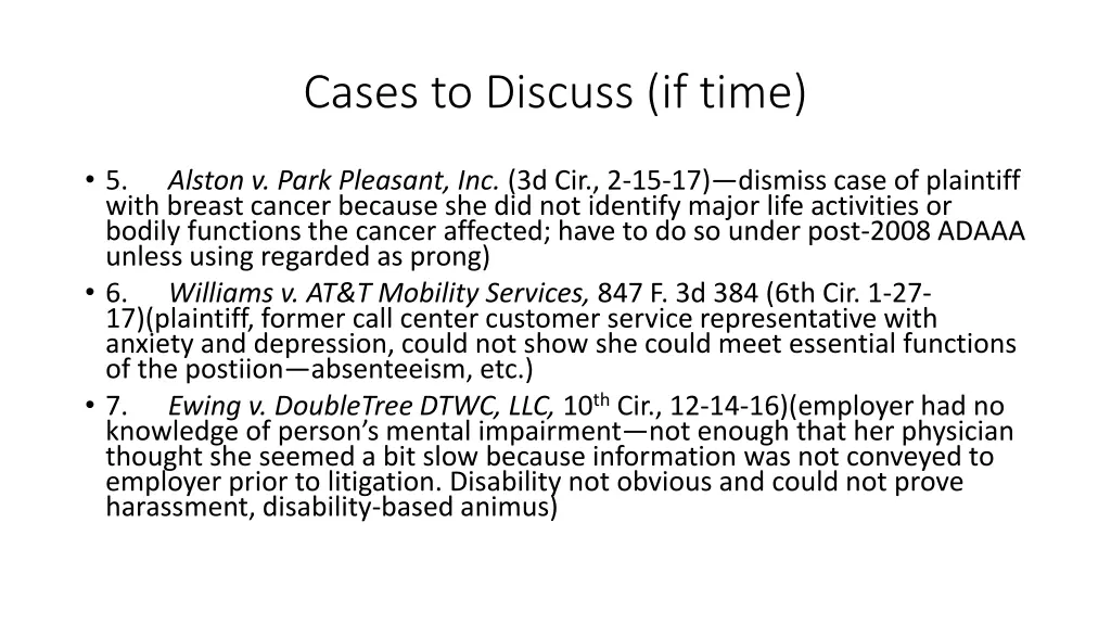 cases to discuss if time 2