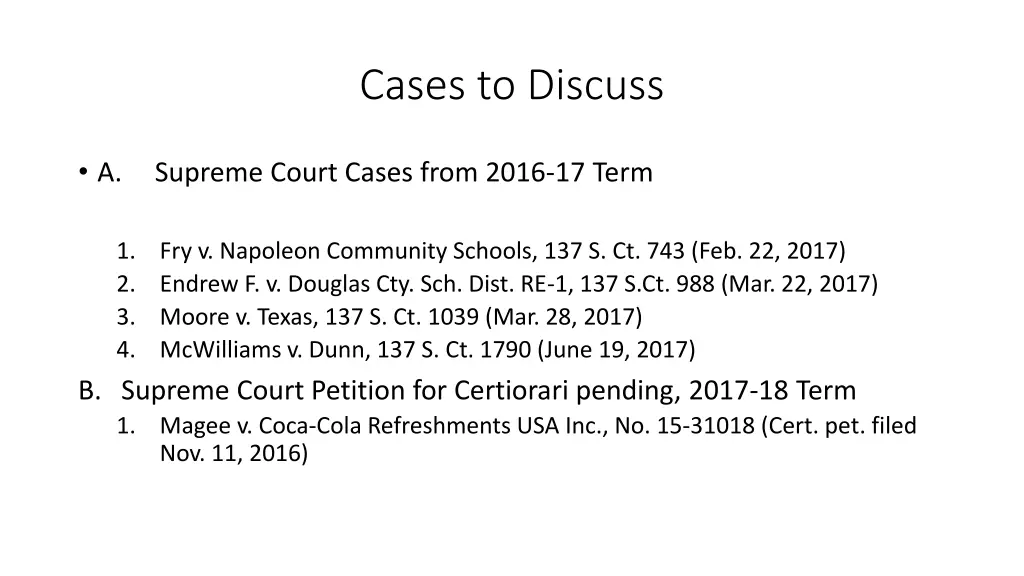 cases to discuss