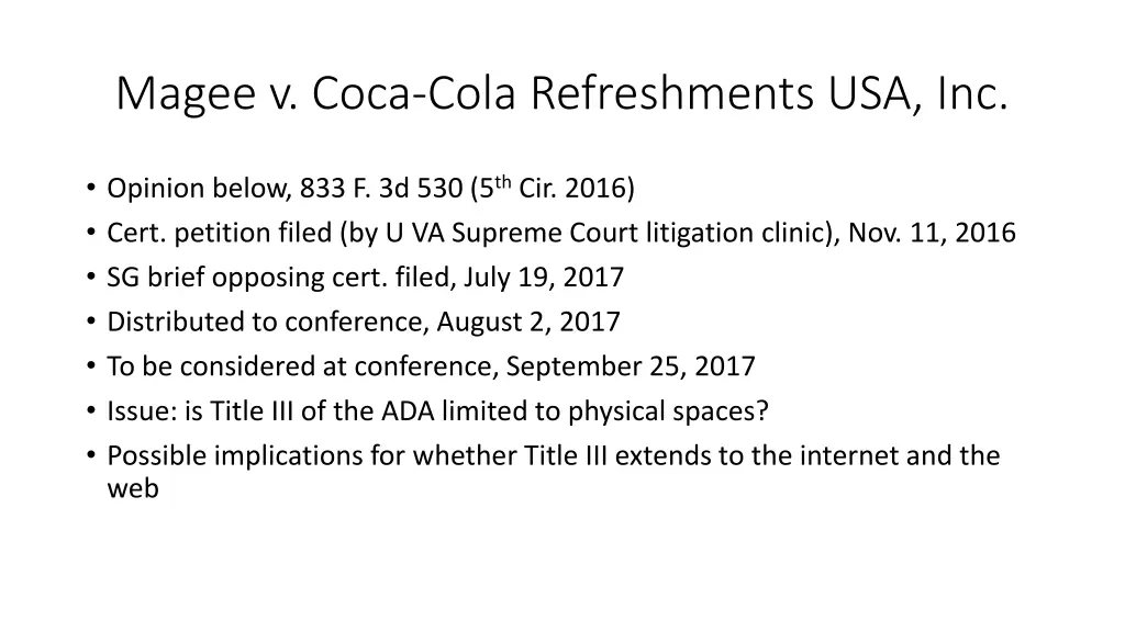 magee v coca cola refreshments usa inc