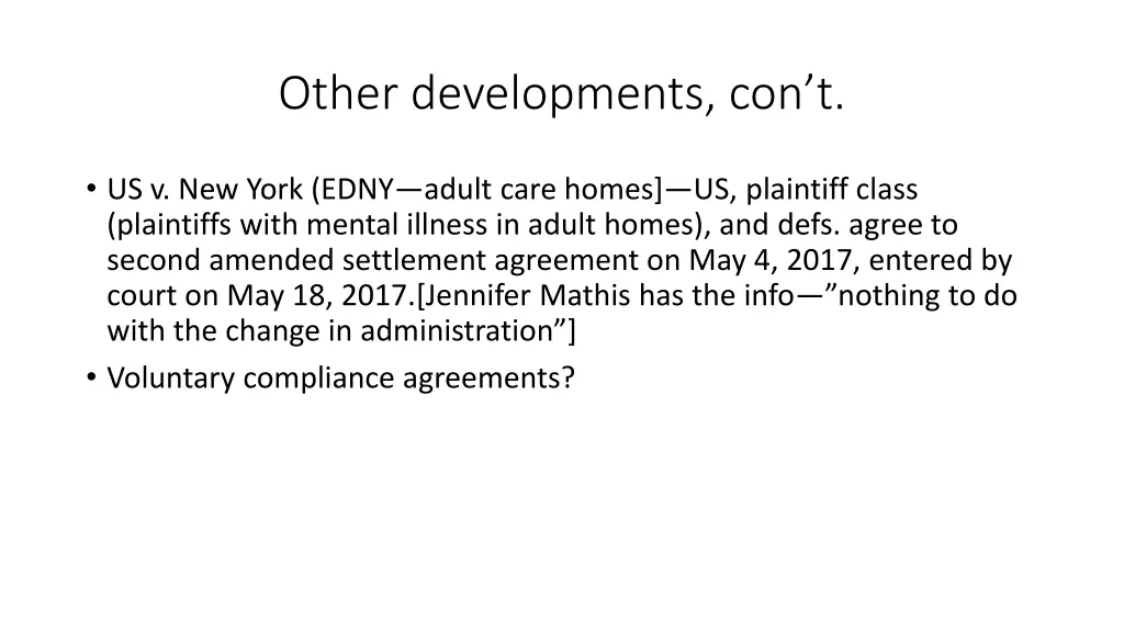 other developments con t