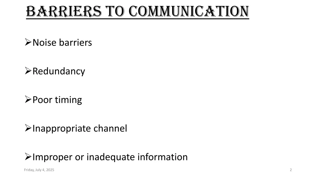 barriers to communication