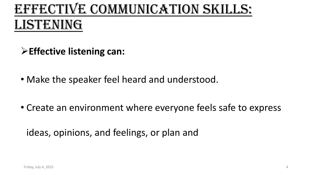 effective communication skills listening