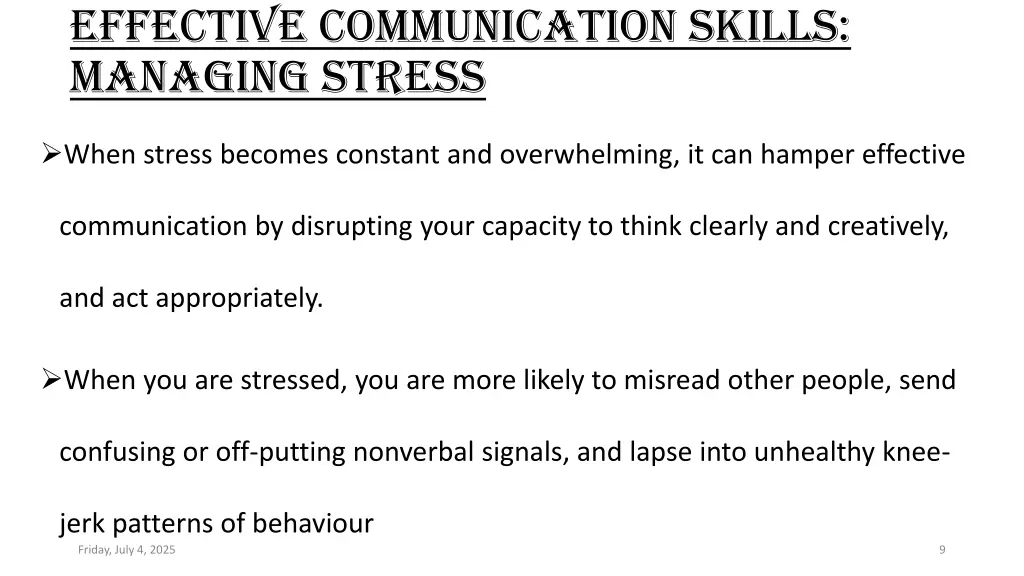 effective communication skills managing stress