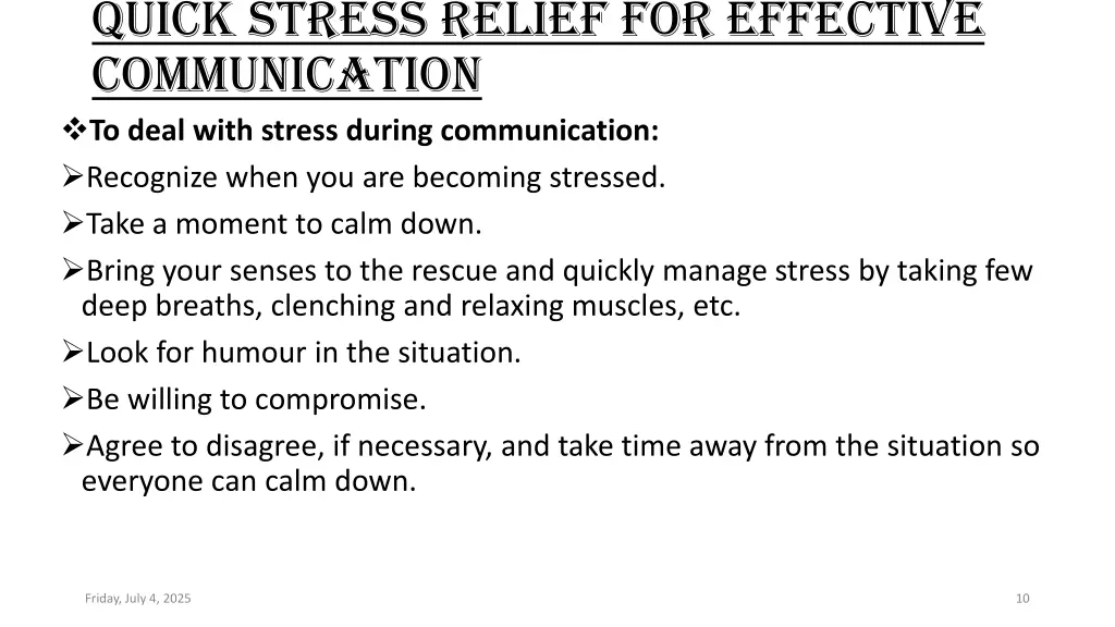 quick stress relief for effective communication