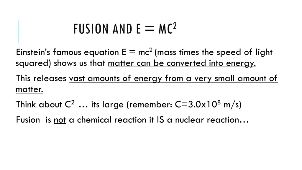 fusion and e mc 2