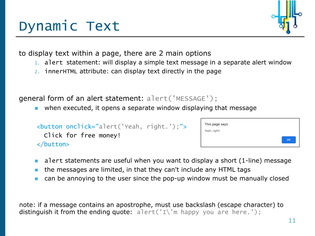 dynamic text
