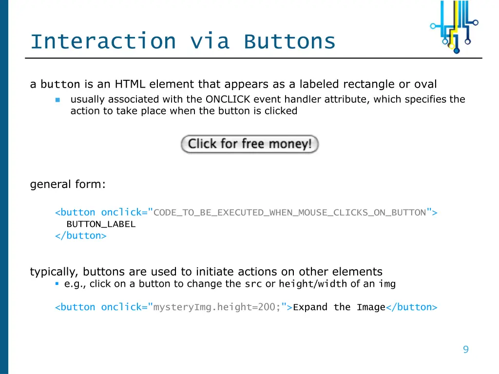 interaction via buttons