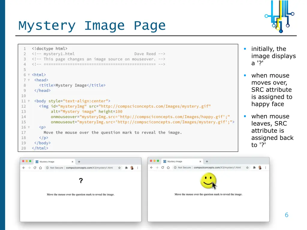 mystery image page