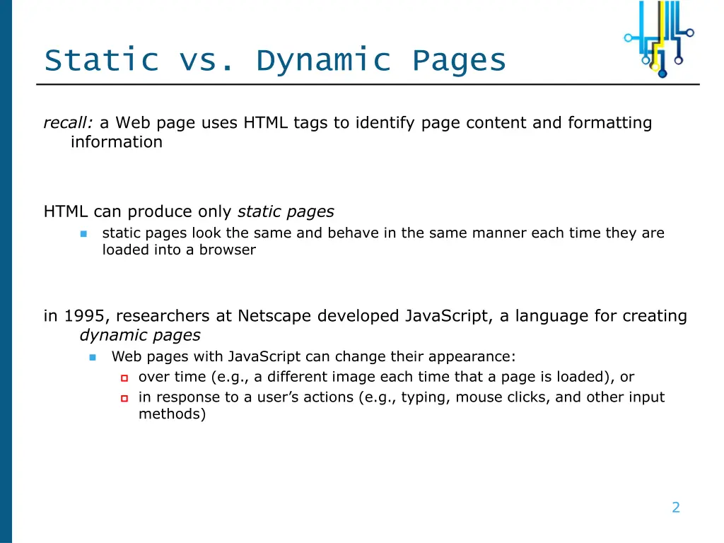 static vs dynamic pages