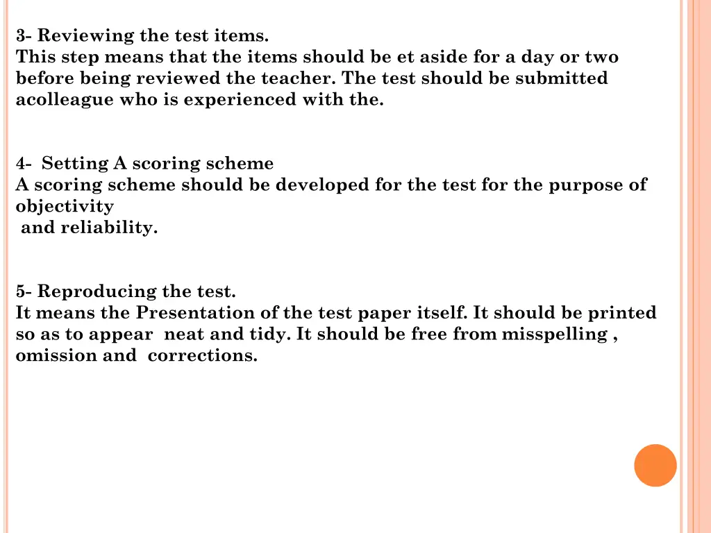 3 reviewing the test items this step means that