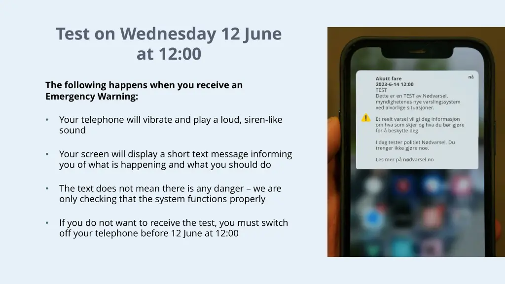 test on wednesday 12 june at 12 00
