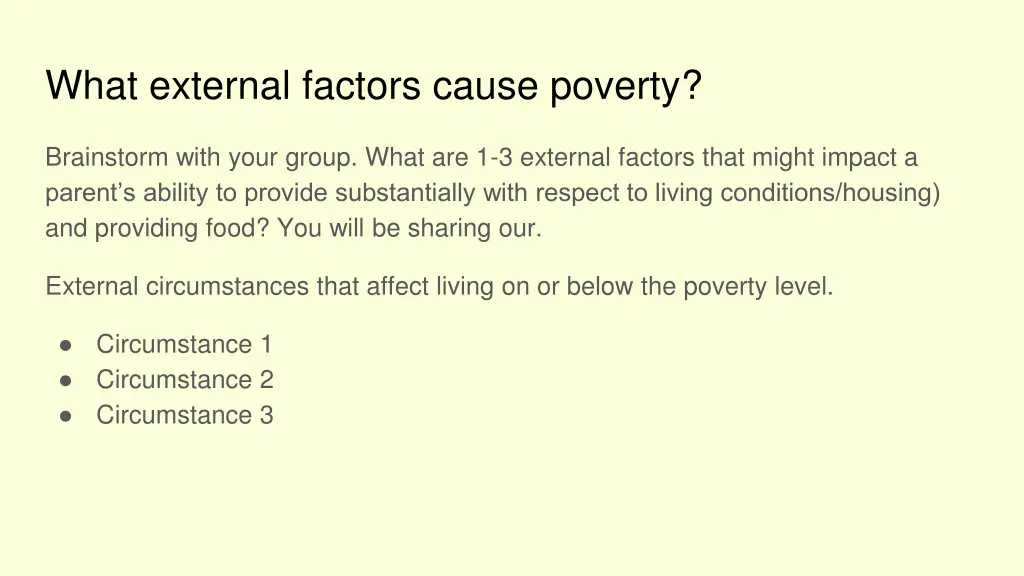what external factors cause poverty
