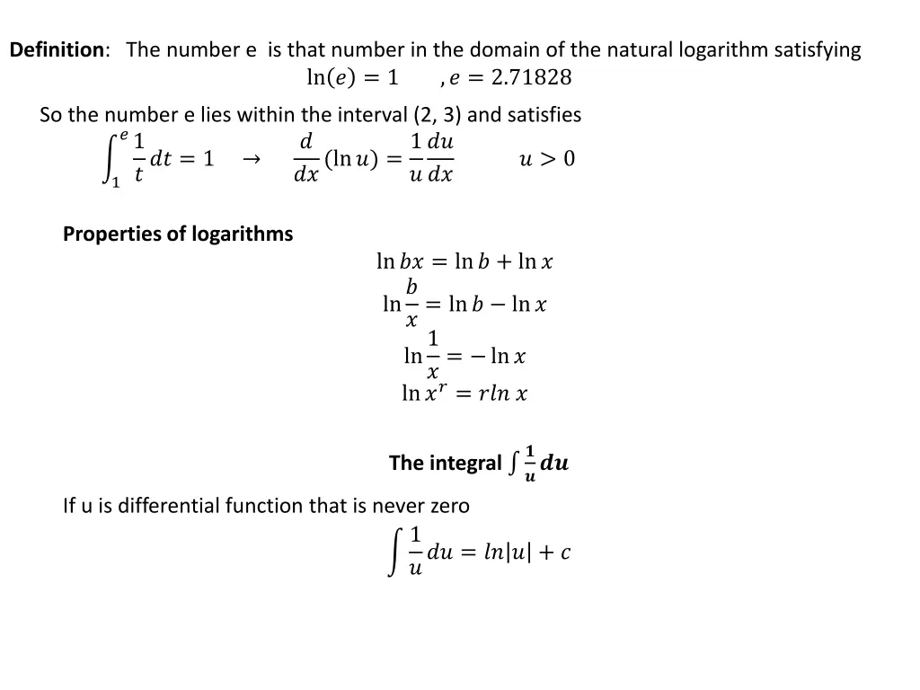definition the number e is that number
