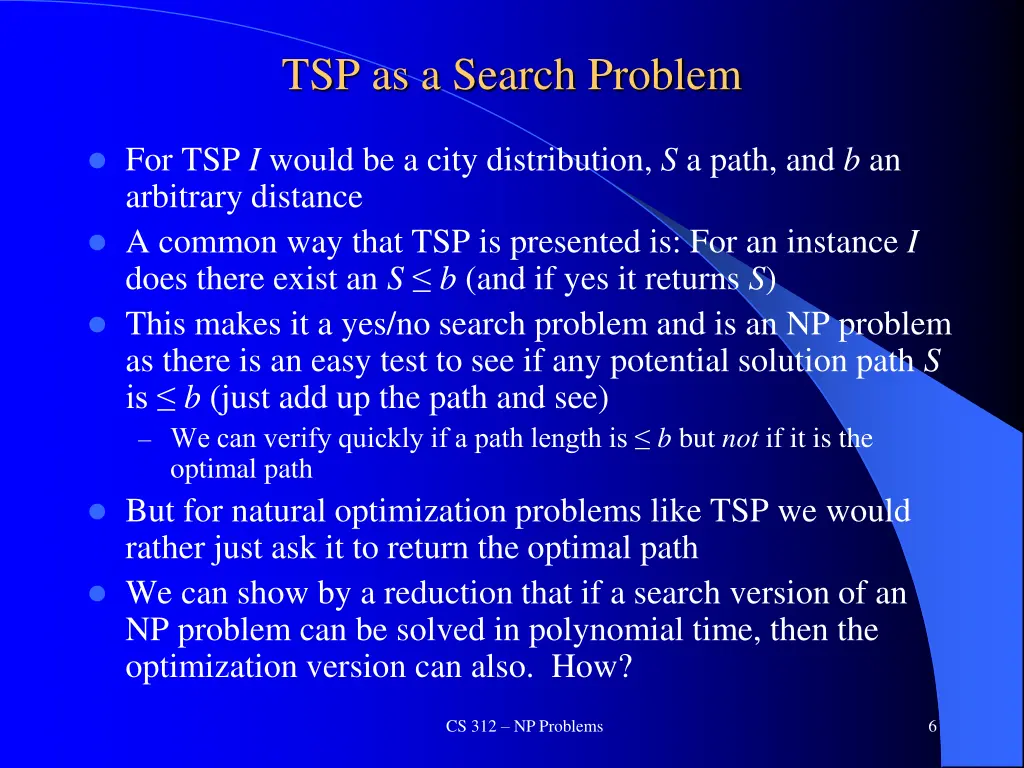 tsp as a search problem