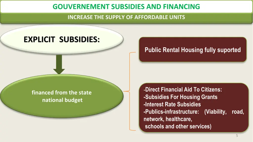 gouvernement subsidies and financing