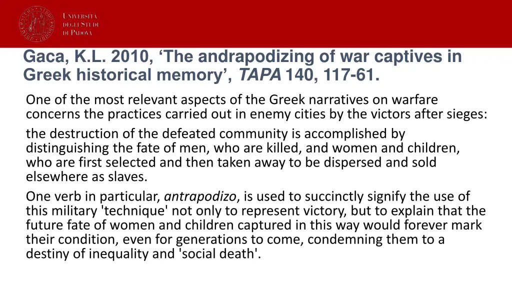 gaca k l 2010 the andrapodizing of war captives