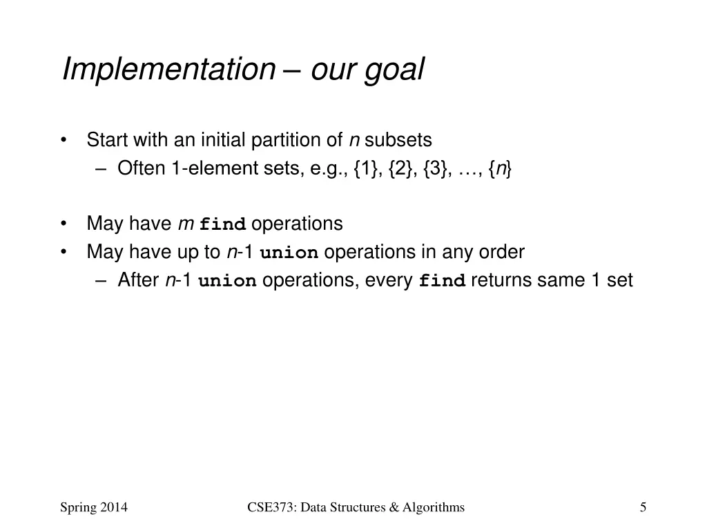 implementation our goal