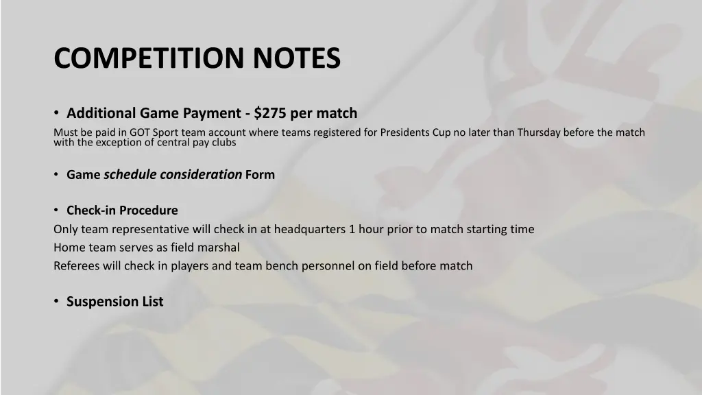 competition notes