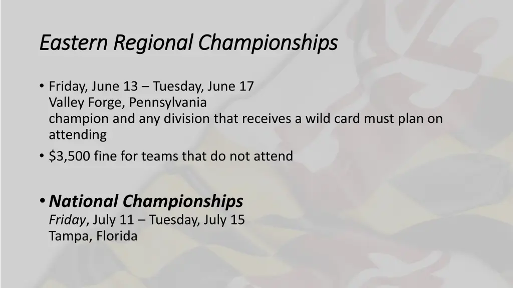 eastern regional championships eastern regional