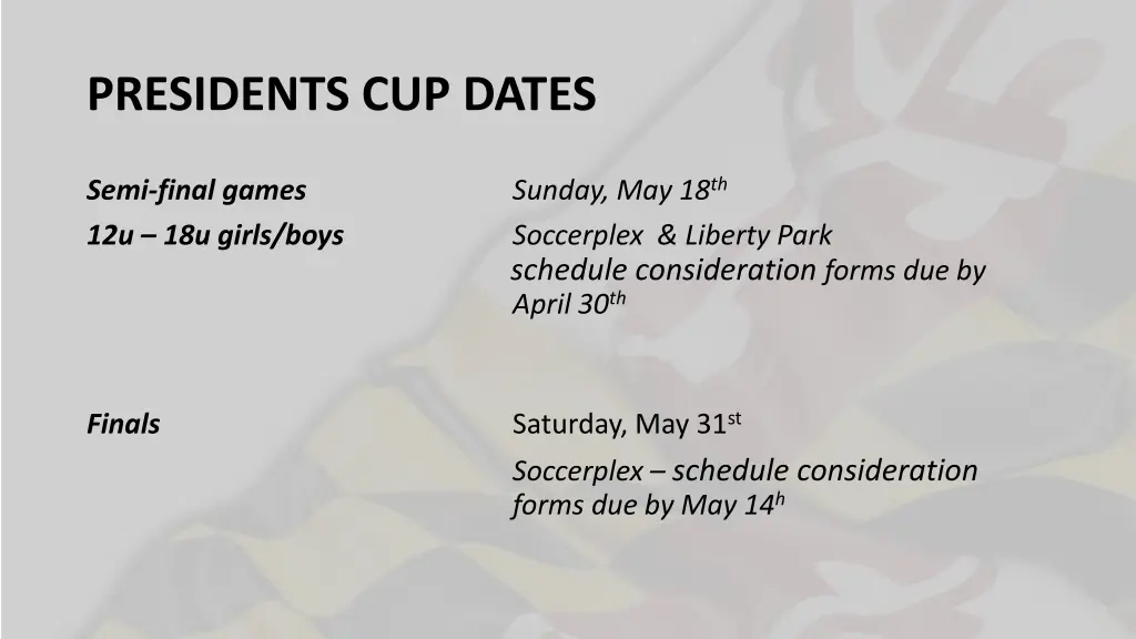 presidents cup dates 2