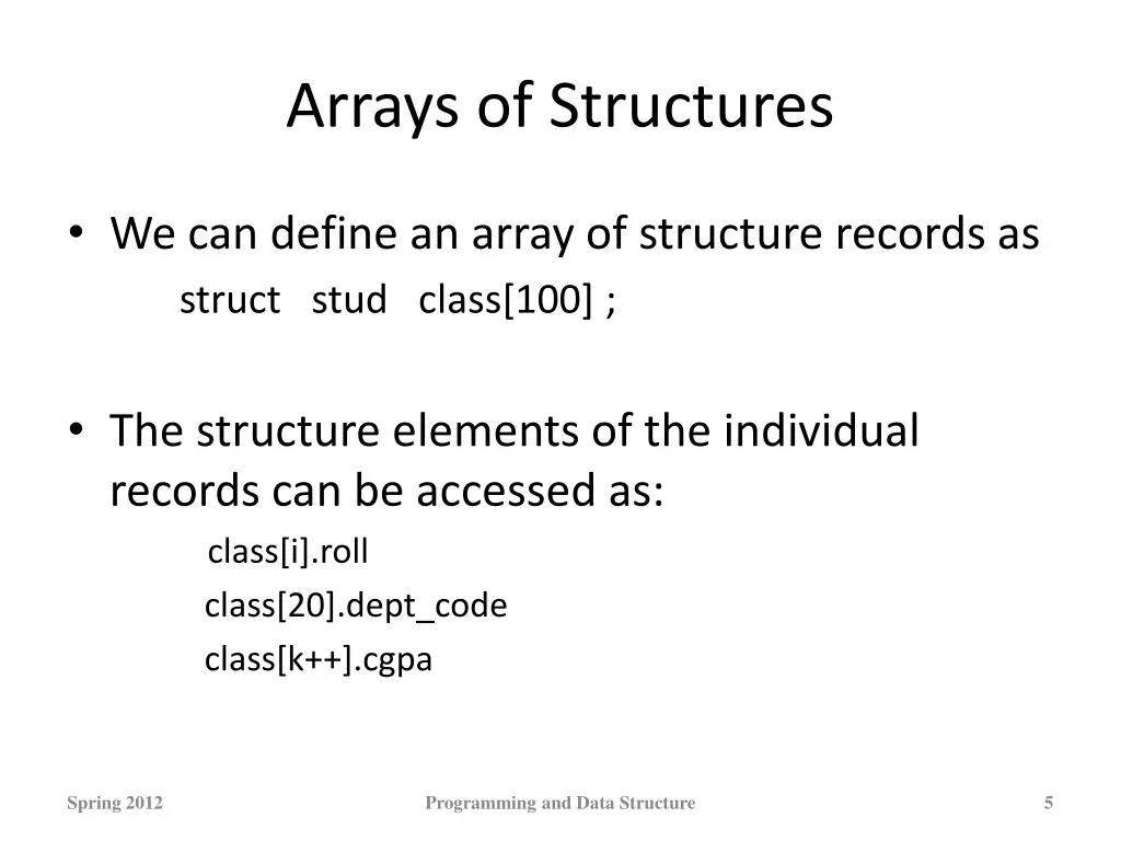 arrays of structures
